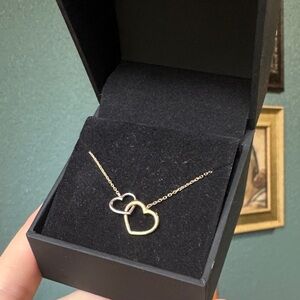 Kay Jewelers Elegant Gold Silver Interlocking Heart Necklace